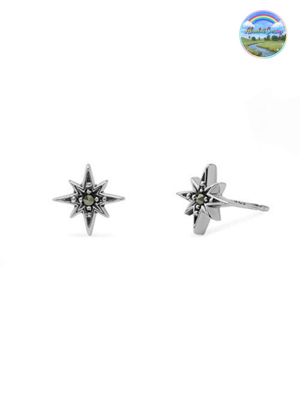 Sterling Silver Marcasite North Star Stud Earrings